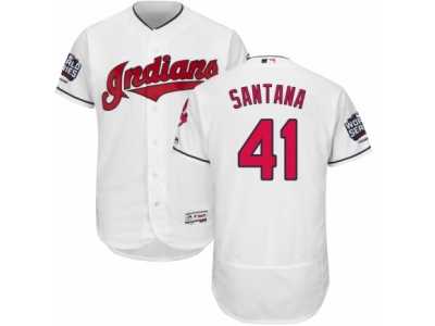 Men's Majestic Cleveland Indians #41 Carlos Santana White 2016 World Series Bound Flexbase Authentic Collection MLB Jersey