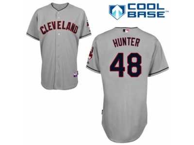Men's Majestic Cleveland Indians #48 Tommy Hunter Replica Grey Road Cool Base MLB Jersey