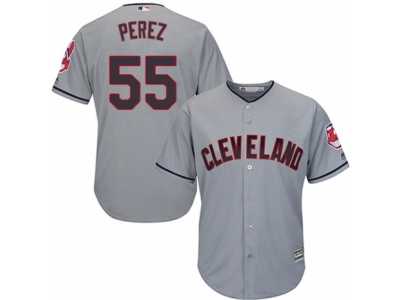 Men's Majestic Cleveland Indians #55 Roberto Perez Replica Grey Road Cool Base MLB Jersey