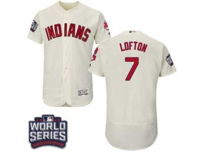 Men's Majestic Cleveland Indians #7 Kenny Lofton Cream 2016 World Series Bound Flexbase Authentic Collection MLB Jersey