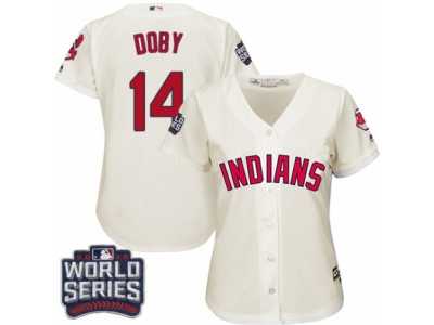 Women's Majestic Cleveland Indians #14 Larry Doby Authentic Cream Alternate 2 2016 World Series Bound Cool Base MLB Jersey