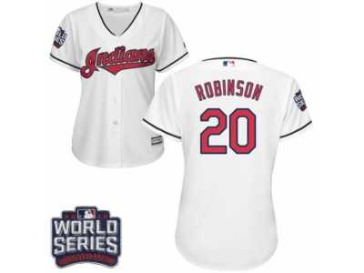 Women's Majestic Cleveland Indians #20 Eddie Robinson Authentic White Home 2016 World Series Bound Cool Base MLB Jersey