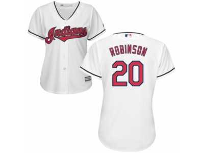 Women's Majestic Cleveland Indians #20 Eddie Robinson Authentic White Home Cool Base MLB Jersey