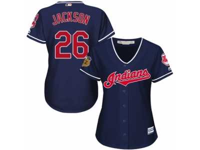 Women's Majestic Cleveland Indians #26 Austin Jackson Replica Navy Blue Alternate 1 Cool Base MLB Jersey