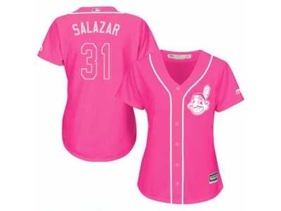 Women's Majestic Cleveland Indians #31 Danny Salazar Replica Pink Fashion Cool Base MLB Jersey