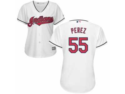 Women's Majestic Cleveland Indians #55 Roberto Perez Authentic White Home Cool Base MLB Jersey
