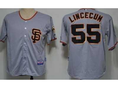 2012 mlb San Francisco Giants #55 Lincecum Grey[Cool Base]