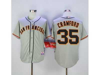 MLB Men San Francisco Giants #35 Brandon Crawford Grey Cool Base Road Stitched Jersey