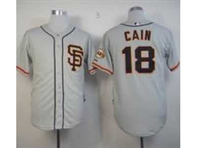 MLB San Francisco Giants #18 Matt Cain Road Grey Jerseys