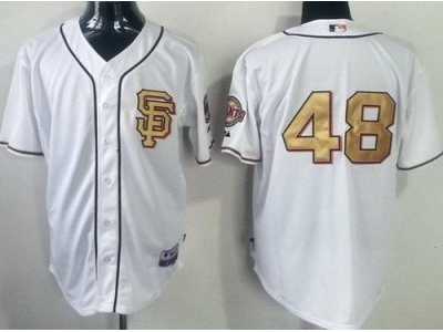 MLB San Francisco Giants #48 Pablo Sandoval Cream Jerseys(Gold Number)