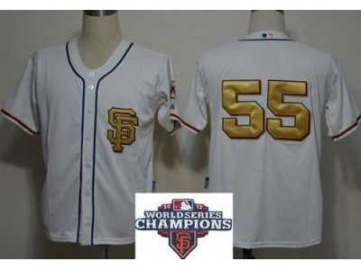 MLB San Francisco Giants #55 Tim Lincecum Cream Gold Number(2012 World Series Champions)