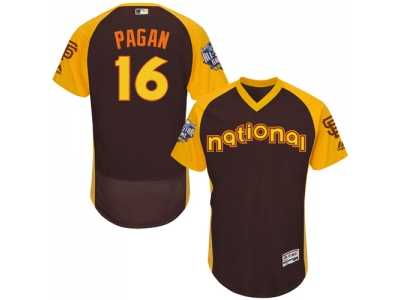 Men\'s Majestic San Francisco Giants #16 Angel Pagan Brown 2016 All-Star National League BP Authentic Collection Flex Base MLB Jersey