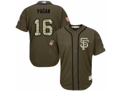 Men's Majestic San Francisco Giants #16 Angel Pagan Replica Green Salute to Service MLB Jersey