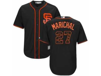 Men's Majestic San Francisco Giants #27 Juan Marichal Authentic Black Team Logo Fashion Cool Base MLB Jersey