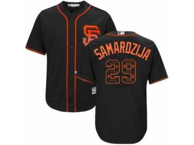 Men's Majestic San Francisco Giants #29 Jeff Samardzija Authentic Black Team Logo Fashion Cool Base MLB Jersey