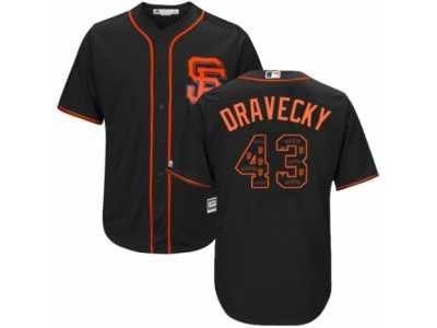 Men's Majestic San Francisco Giants #43 Dave Dravecky Authentic Black Team Logo Fashion Cool Base MLB Jersey