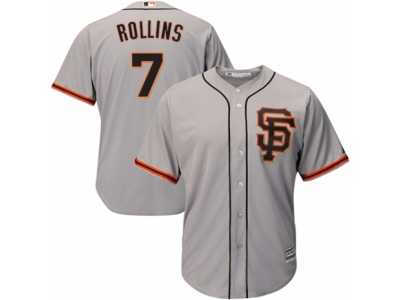 Men\'s Majestic San Francisco Giants #7 Jimmy Rollins Replica Grey Road 2 Cool Base MLB Jersey
