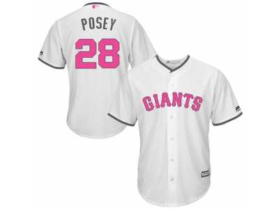 San Francisco Giants #28 Buster Posey White Home 2016 Mother's Day Cool Base Jersey