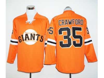 San Francisco Giants #35 Brandon Crawford Orange Long Sleeve Stitched Baseball Jersey