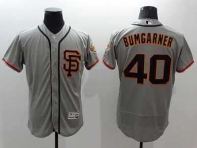 San Francisco Giants #40 Madison Bumgarner Grey Flexbase Authentic Collection Road 2 Stitched MLB Jersey