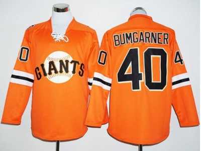 San Francisco Giants #40 Madison Bumgarner Orange Long Sleeve Stitched Baseball Jersey