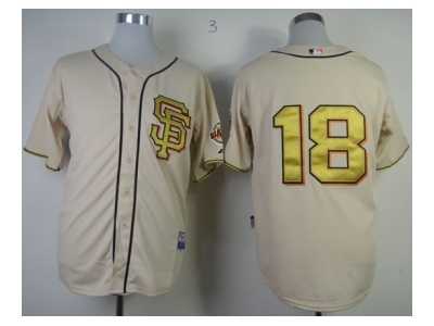 mlb jerseys san francisco giants #18 cain cream(number golden)[sf style][2012 champions patch]