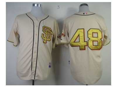 mlb jerseys san francisco giants #48 sandoval cream(number golden)[sf style][2012 champions patch]