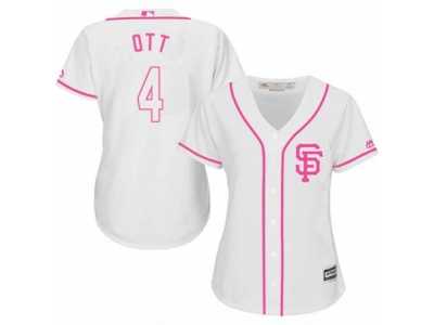 Women's Majestic San Francisco Giants #4 Mel Ott Authentic White Fashion Cool Base MLB Jersey