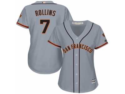 Women's Majestic San Francisco Giants #7 Jimmy Rollins Authentic Grey Road Cool Base MLB Jersey