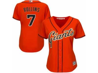 Women's Majestic San Francisco Giants #7 Jimmy Rollins Authentic Orange Alternate Cool Base MLB Jersey