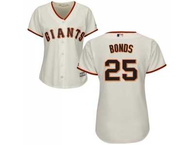 Women's San Francisco Giants #25 Barry Bonds Cream Home Stitched MLB Jersey
