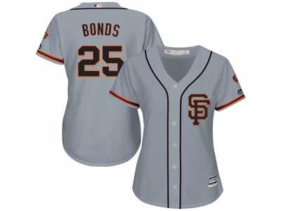 Women's San Francisco Giants #25 Barry Bonds Grey Road 2 Stitched MLB Jersey