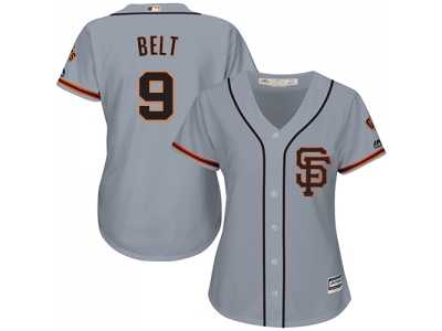 Women's San Francisco Giants #9 Brandon Belt Grey Road 2 Stitched MLB Jersey