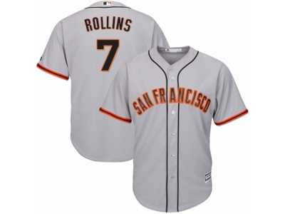 Youth Majestic San Francisco Giants #7 Jimmy Rollins Replica Grey Road Cool Base MLB Jersey