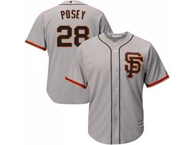 Youth San Francisco Giants #28 Buster Posey Grey Road 2 Cool Base Stitched MLB Jersey
