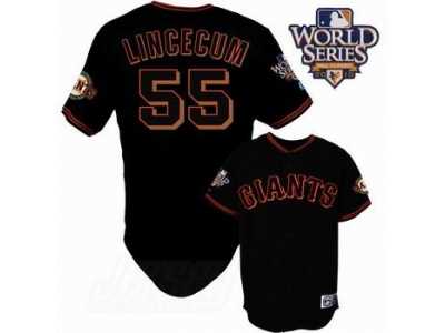 youth mlb 2010 world series patch giants #55 Lincecum black
