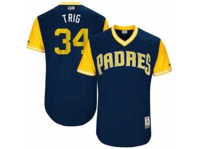 Men's 2017 Little League World Series Padres #34 Craig Stammen Trig Navy Jersey
