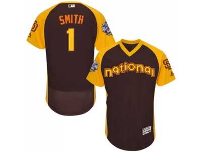 Men's Majestic San Diego Padres #1 Ozzie Smith Brown 2016 All-Star National League BP Authentic Collection Flex Base MLB Jerse