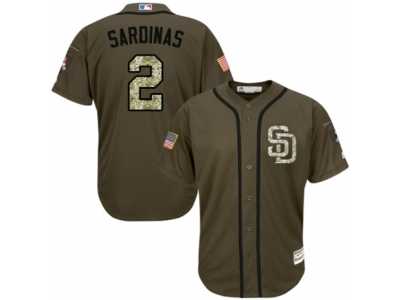 Men's Majestic San Diego Padres #2 Luis Sardinas Replica Green Salute to Service MLB Jersey