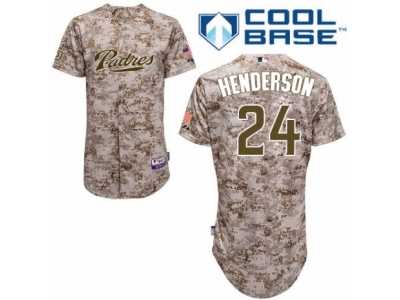 Men\'s Majestic San Diego Padres #24 Rickey Henderson Authentic Camo Alternate 2 Cool Base MLB Jersey