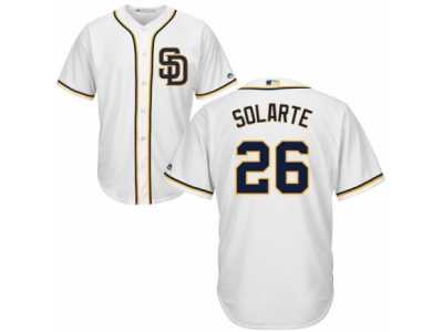 Men's Majestic San Diego Padres #26 Yangervis Solarte Replica White Home Cool Base MLB Jersey