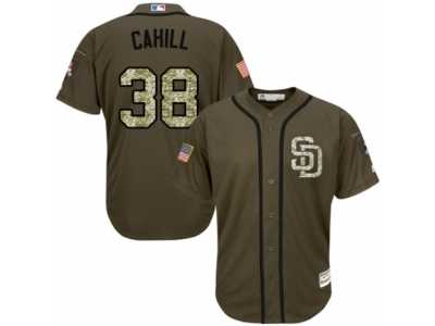 Men's Majestic San Diego Padres #38 Trevor Cahill Replica Green Salute to Service MLB Jersey