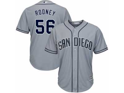 Men's Majestic San Diego Padres #56 Fernando Rodney Authentic Grey Road Cool Base MLB Jersey
