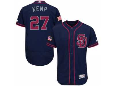 Men's San Diego Padres #27 Matt Kemp Navy Blue Stitched 2016 Fashion Stars & Stripes Flex Base Baseball Jersey