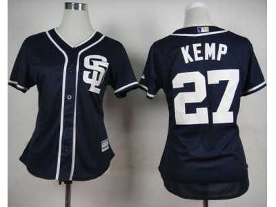 MLB Women San Diego Padres #27 Matt Kemp Navy Blue Alternate 1 Women's Stitched Baseball jerseys