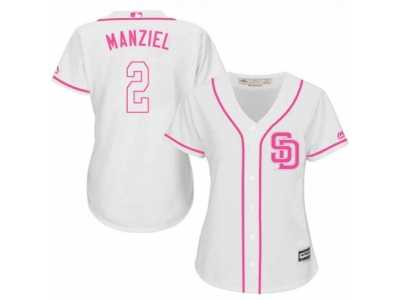 Women's Majestic San Diego Padres #2 Johnny Manziel Replica White Fashion Cool Base MLB Jersey