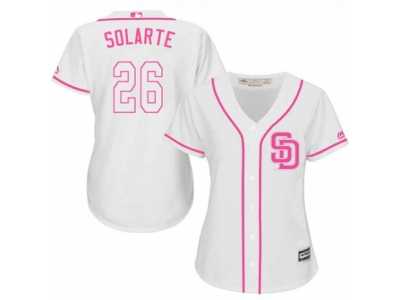Women's Majestic San Diego Padres #26 Yangervis Solarte Replica White Fashion Cool Base MLB Jersey