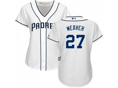 Women's San Diego Padres #27 Jered Weaver White Home Stitched MLB Jersey