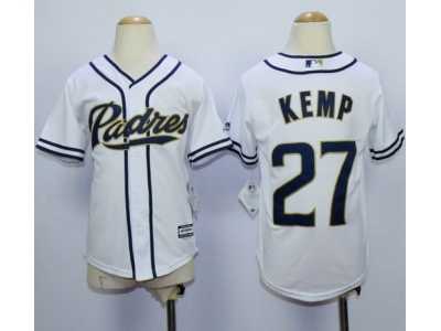 Youth San Diego Padres #27 Matt Kemp White Home Cool Base Stitched MLB Jersey
