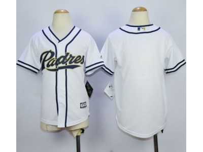 Youth San Diego Padres Blank White Home Cool Base Stitched MLB Jersey